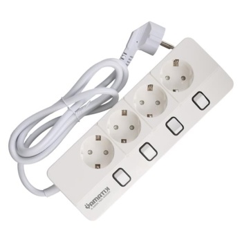 Yamatik X-MAN-104 A-CLASS 4lü Ayrı Anahtarlı 2 Metre Akım Korumalı Grup Priz 1400 Joule