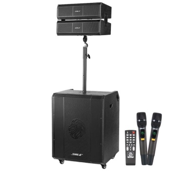 Shile SL-9 400W Aktif Kule Ses Sistemi 2 Adet Kablosuz Mikrofonlu Tekerlekli MDF Kasa Bluetooth/TWS/DSP Destekli PA Seti