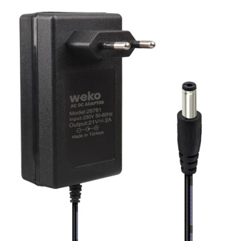 Weko 21 Volt - 2 Amper 5.5*2.5 Mm Uçlu Kırmızı Yeşil Ledli Priz Tipi Şarjlı Matkap Adaptörü