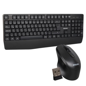 Philips SPT6348B USB Kablosuz Ofis Tipi Siyah Numpadli Türkçe Q Klavye Mouse Seti