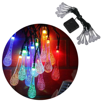 PowerMaster PM-29077 8 Modlu Solar 5M Renkli Su Damlası LED Zinciri - Su Geçirmez Bahçe ve Balkon Aydınlatması