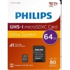 Philips FM64MP45B/00 64GB Class10 UHS-I U1 TF Adaptörlü Micro SDXC Hafıza Kartı