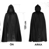 Siyah Uzun Pelerin 120 cm Kapüşonlu