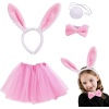 Pembe Tavşan Tacı Etek Papyon Kuyruk Kostüm Seti Çocuk Boy