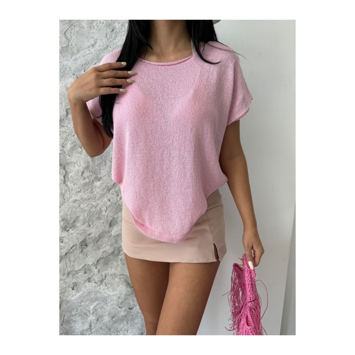 Kayık Yaka Pamuklu Basic Triko Bluz