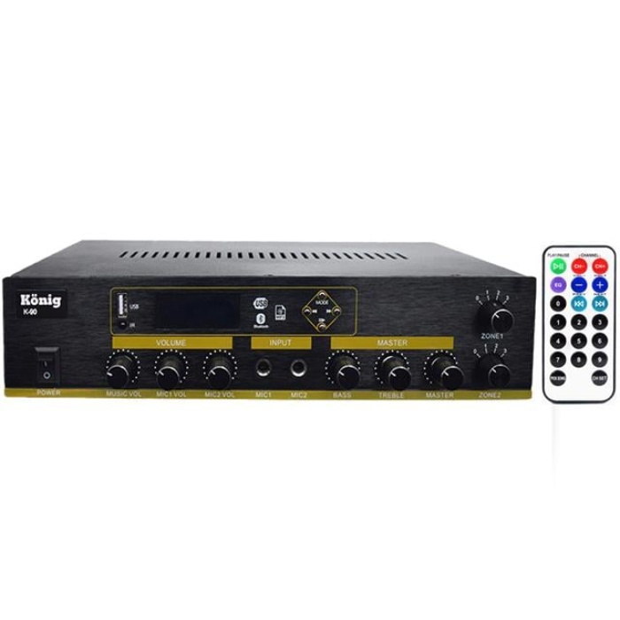 König K-90 2 Zonlu 100 Watt Usb-Bluetooth-2 Bölgeli 2 Mik. Giriş Trafolu Anfi