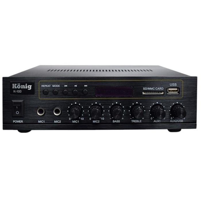 König K-100 - 80 Watt Usb/Bluetooth/2 Mik Giriş Trafolu Anfi