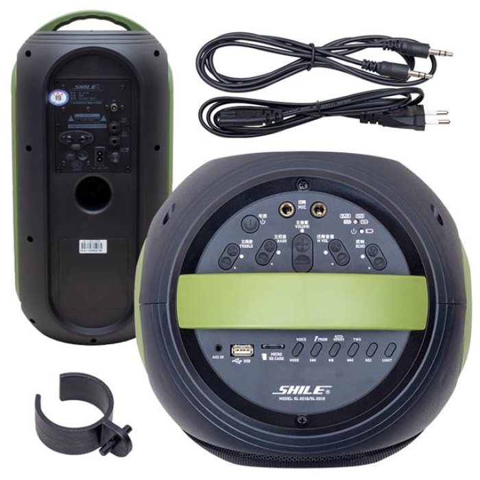 Shile SL-2019A El Mikrofonlu-Kumandalı USB/SD/BT Işıklı Taşınabilir Şarjlı Seyyar Anfi