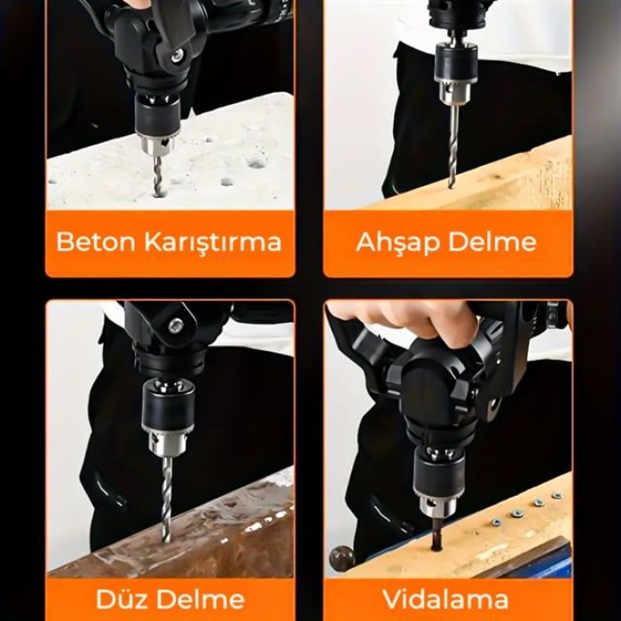 PowerMaster PM-26256 Mandrenli 90 Derece Açılı Universal Matkap Başlık Seti Adaptörü
