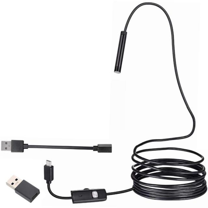 Powermaster 3in1 Micro Usb+Type C+Pc 8 Mm Işıklı 5 Metre Endeskop Yılan Kamera