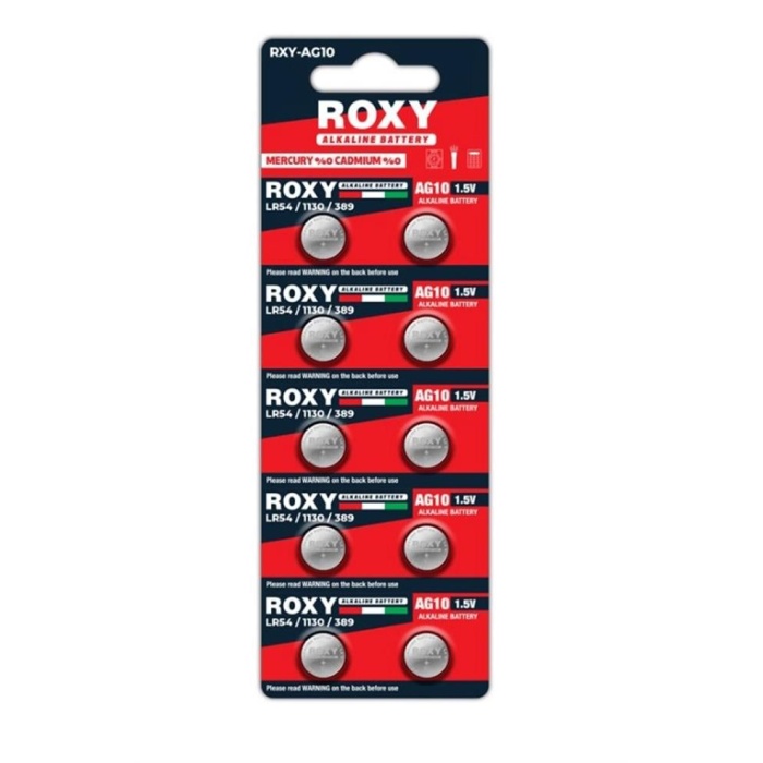 Roxy RXY-AG10 1.5 Volt LR54/1130/189/389 Alkalin Düğme Pil (10LU Paket)