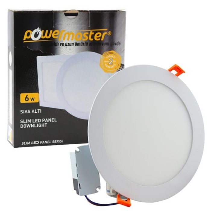 Powermaster 6W Sıva Altı 6500K Beyaz Yuvarlak Slim Spot Panel 106mm