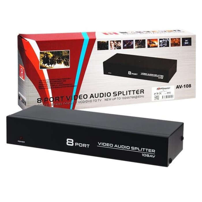 Powermaster 8 Port Video Audio Splitter