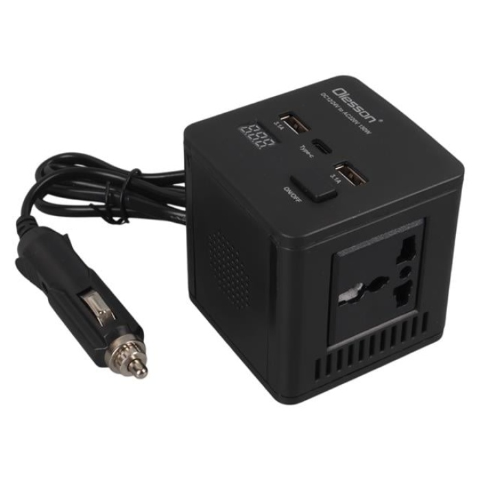 Olesson 1663 DC 12-24V 150W Oto Araç Power İnverter TYPE-C - Çift USB - 220V Üniversal Priz Girişli