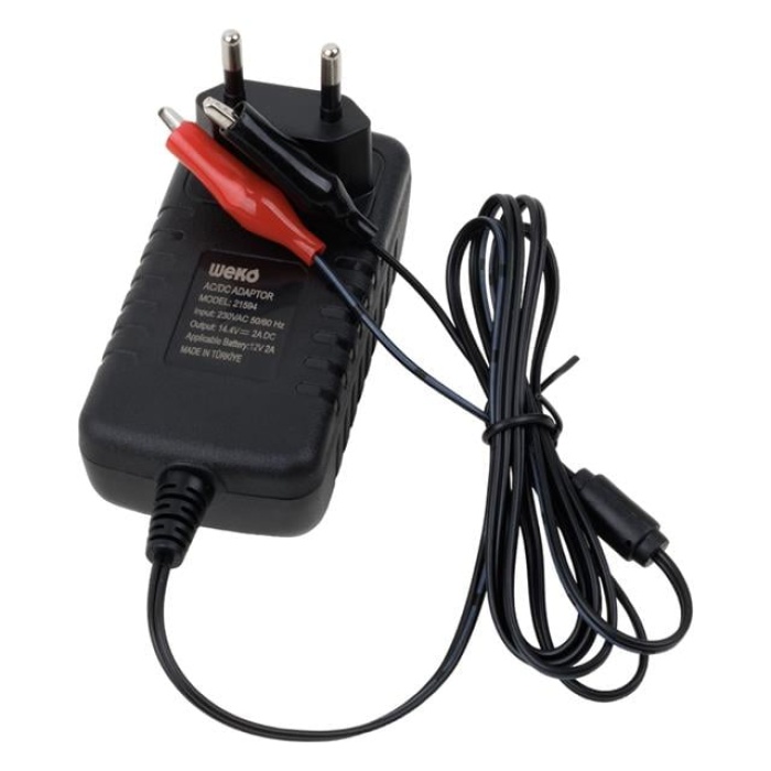 Weko 14.4 Volt - 2 Amper Krokodil Uçlu Kırmızı Yeşil Ledli Yerli Üretim Akü Şarj Cihazı (Out :12v-2a)