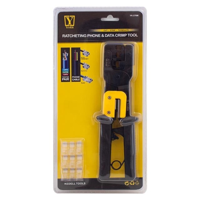PowerMaster YK-376M RJ11-RJ12-RJ22-RJ45 3lü Soket Sıkma Pensesi