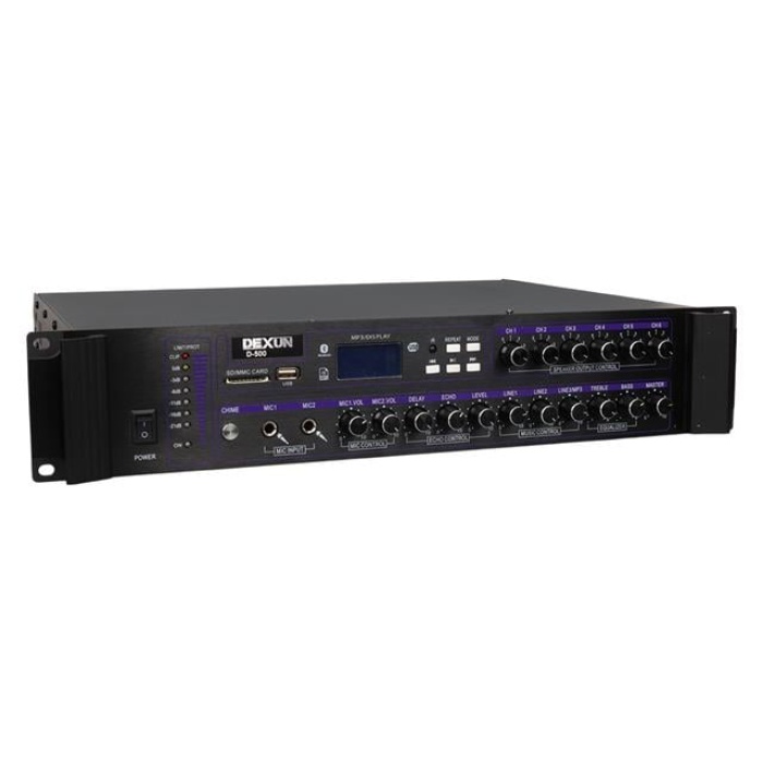 Dexun D-500 USB-SD-BT 350-700 W 6 Bölge 3 Aux 2 Mikrofon Giriş Trafolu Mixer Anfi