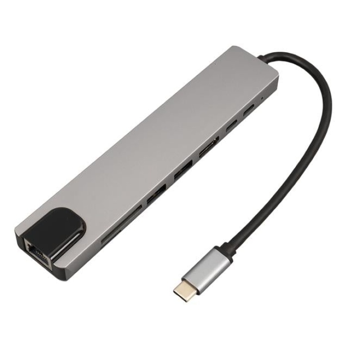 Powermaster Type-C 8in1 HDMI Çok Fonksiyonlu USB 3.0 Dock Station (Macbook - PC - Playstation - Xbox)