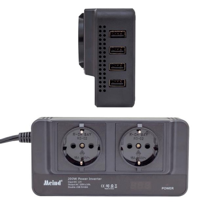 Powermaster 200 Watt DC12V-AC220V Çakmaktan Power İnverter