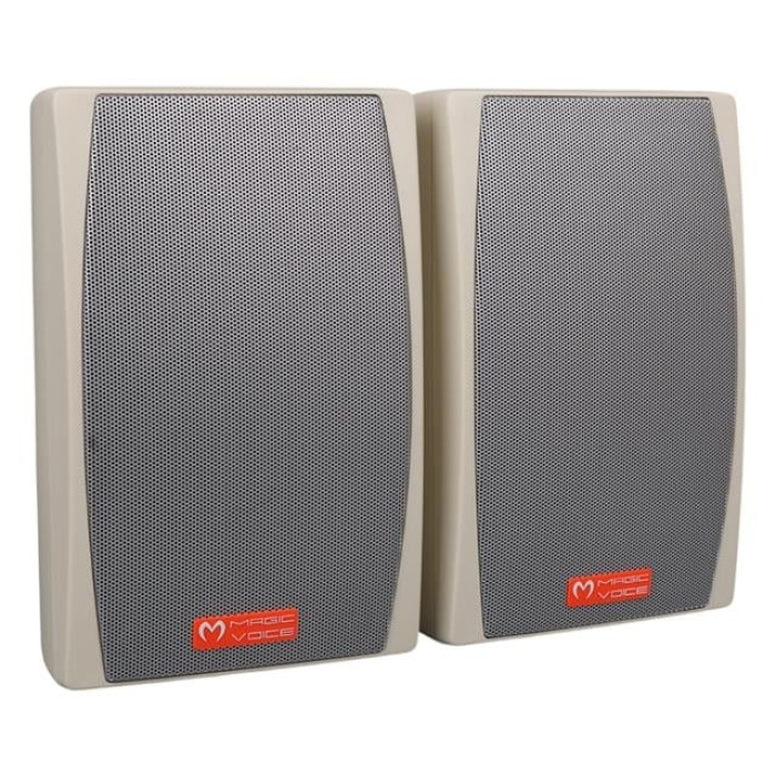 MagicVoice MV-24 13 CM 50 Watt Komütatörlü Hat Trafolu Krem Beyaz Sütun Hoparlör (2li Takım)