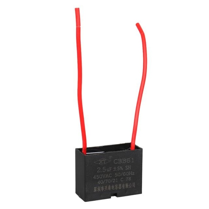 2.5 Uf 450 V Siyah Kablolu Kare Tip Kutupsuz Kondansatör