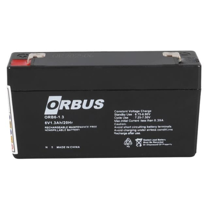 Orbus ORB-613 6 Volt 1.3 Amper Bakımsız Kuru Akü (98x25x52mm)
