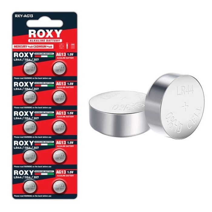 Roxy RXY-AG13 LR44/1154/357 1.5 Volt Alkaline Düğme Pil (10LU Paket)