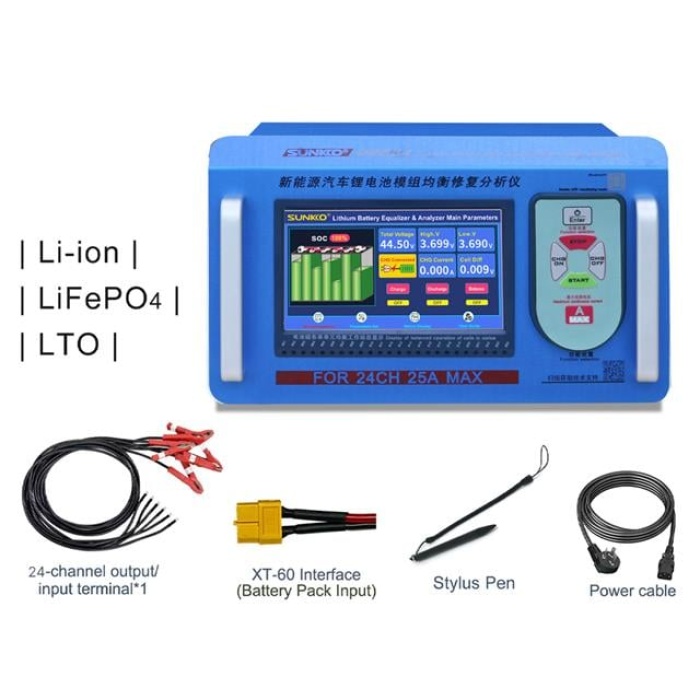 Sunkko D2524 Elektrikli Araç Lityum Batarya Akü Modülü Dengeleyici - Test Cihazı Analizörü