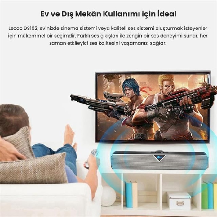 Lenovo Lecoo DS102 Siyah Usb-Aux Kablolu 6 Watt Bluetooth Stereo Soundbar Speaker - Hoparlör