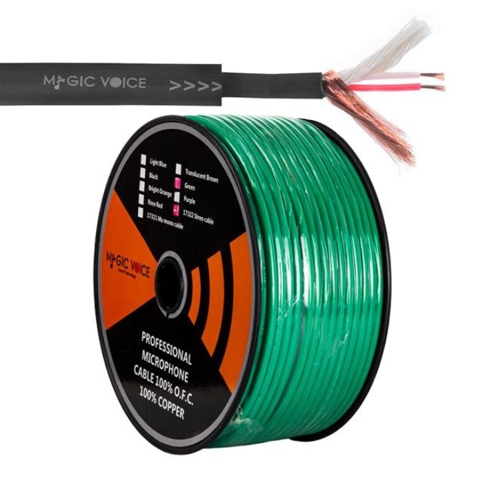 Magicvoice Mi̇krofon Kablosu Stereo 1. Kali̇te 100 Metre Yeşil