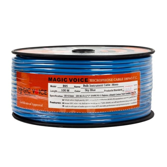 Magicvoice Mi̇krofon Kablosu Mono 1. Kali̇te 100 Metre Açık Mavi