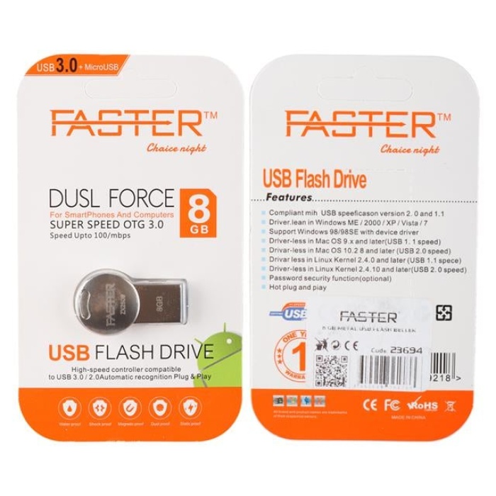 Faster 8 Gb Metal USB Flash Bellek