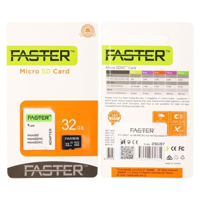 Faster 32 Gb Micro SD Hafıza Kartı