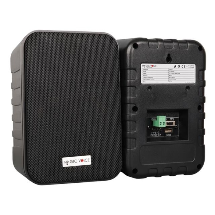 MagicVoice F-LHY4A 4 (10 CM) Hat Trafolu Duvar Tipi Sütun Hoparlör (10W RMS / 150W Peak - MP3 USB Uyumlu) Çiftli Takım Set - Siyah