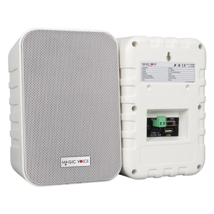 MagicVoice F-LHY4A 4 (10 CM) Hat Trafolu Duvar Tipi Sütun Hoparlör (10W RMS / 150W Peak - MP3 USB Uyumlu) Çiftli Takım Set - Beyaz