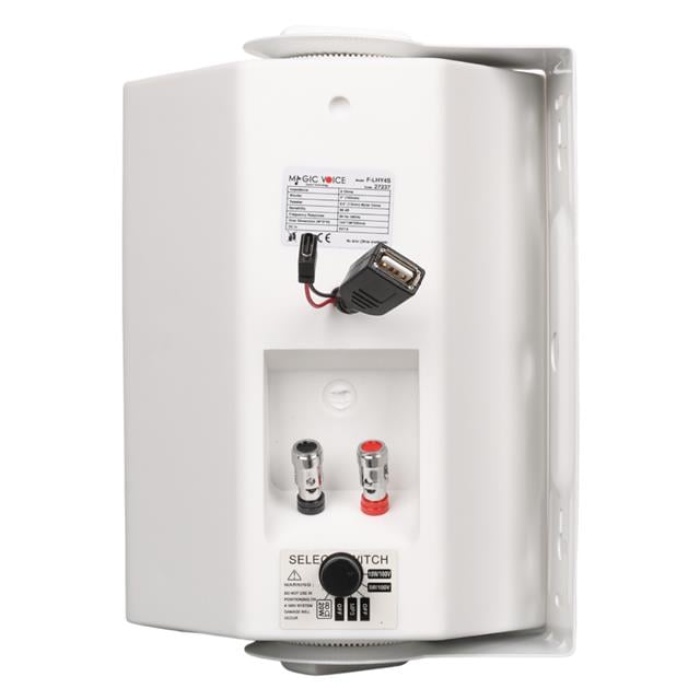 MagicVoice F-LHY4S 4 (10 CM) Hat Trafolu Duvar Tipi Sütun Hoparlör (10W RMS / 150W Peak - MP3 USB Uyumlu) - Beyaz