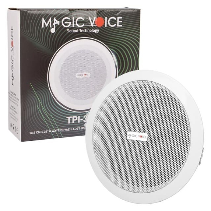 MagicVoice TPI-350 5.25 (13.5 CM) Hat Trafolu Alçıpan/Asma Tavan Tipi Hoparlör (6W RMS - MP3 USB Uyumlu) - Beyaz