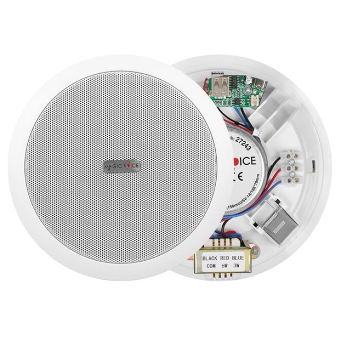 MagicVoice TPI-351 6 (16 CM) Hat Trafolu Alçıpan/Asma Tavan Tipi Hoparlör (6W RMS - MP3 USB Uyumlu) - Beyaz