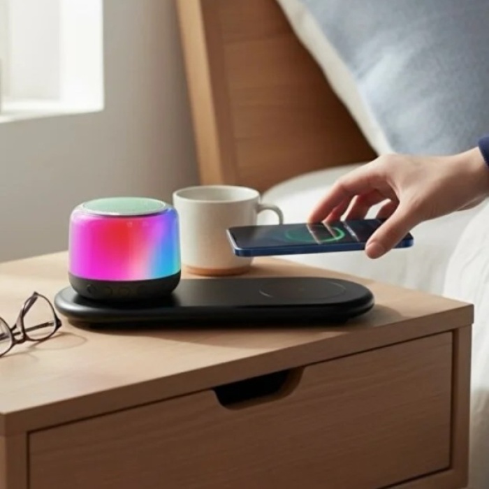 Kablosuz Şarj Standlı Bluetooth Hoparlör
