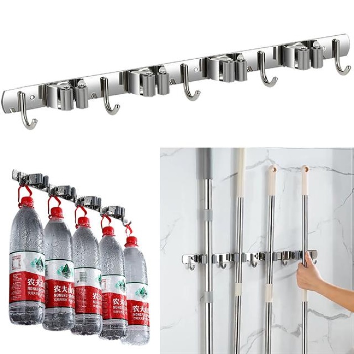 Sunup SN-26351 Beş Kancalı Dört Klipsli Paspas-Süpürge Tutucu - Askılık