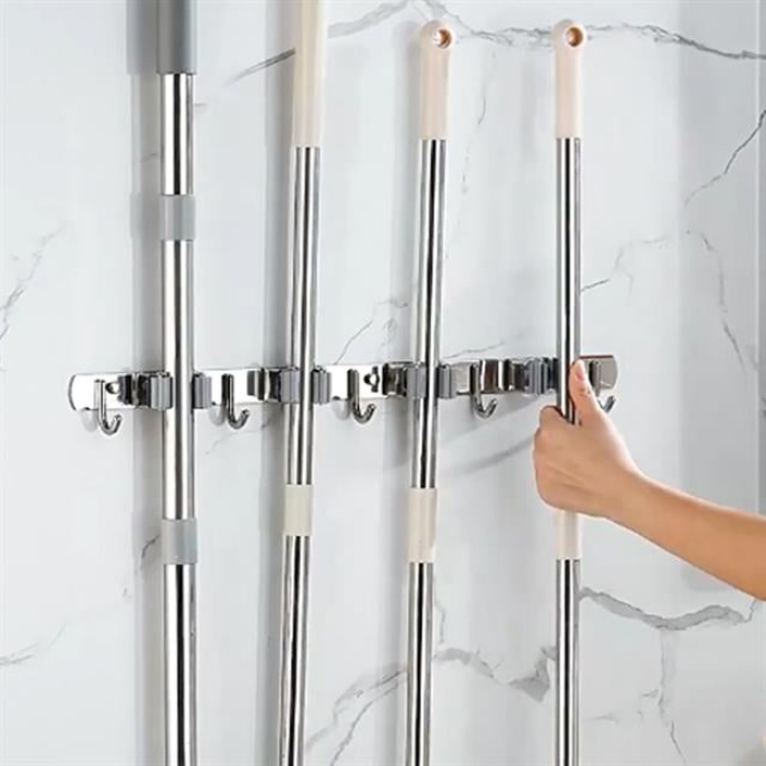 Sunup SN-26351 Beş Kancalı Dört Klipsli Paspas-Süpürge Tutucu - Askılık