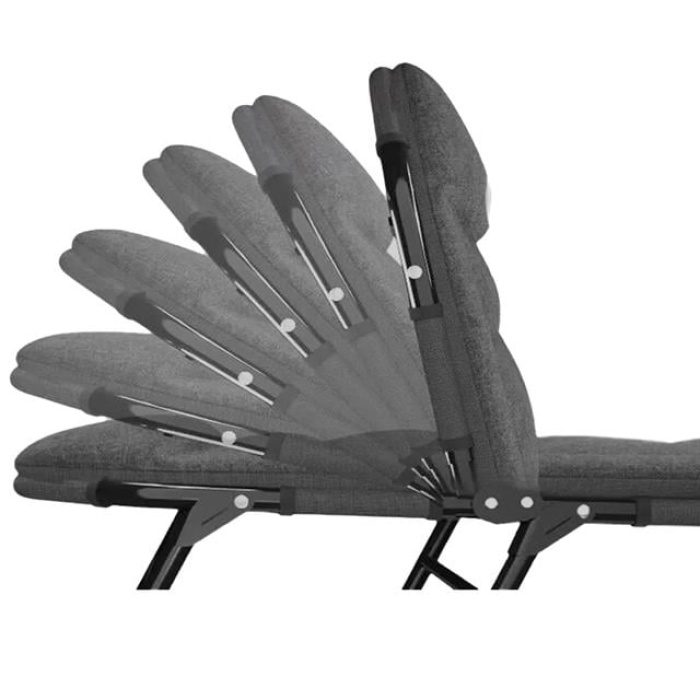 Sunup SN-24922 Taşınabilir Ayarlanabilir 5 Kademe Sünger Kamp Yatak Şezlong (Koyu Gri)