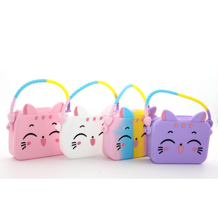 Sevimli Kedi Tasarımlı Silikon Çanta