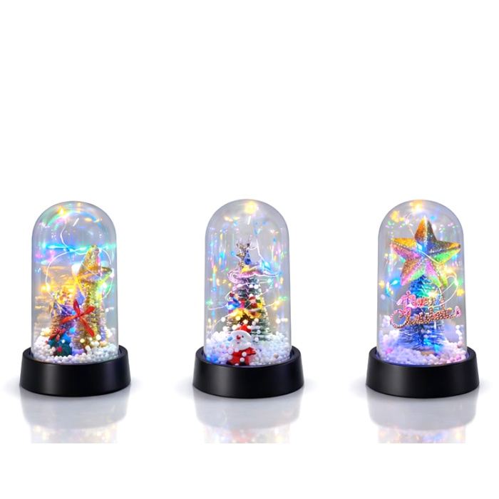 Yılbaşı Temalı Işıklı Dekoratif Cam Fanus - Model 10