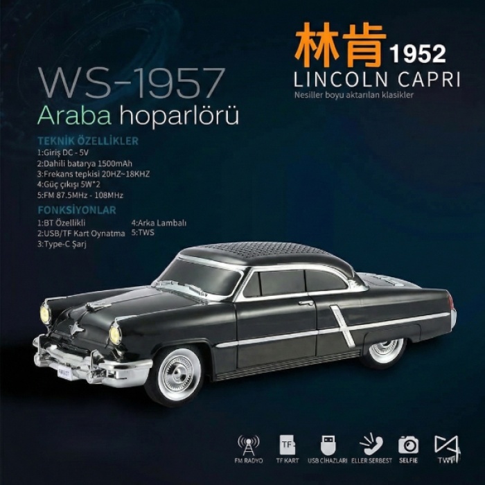 Klasik Araba Tasarımlı Bluetooth Hoparlör