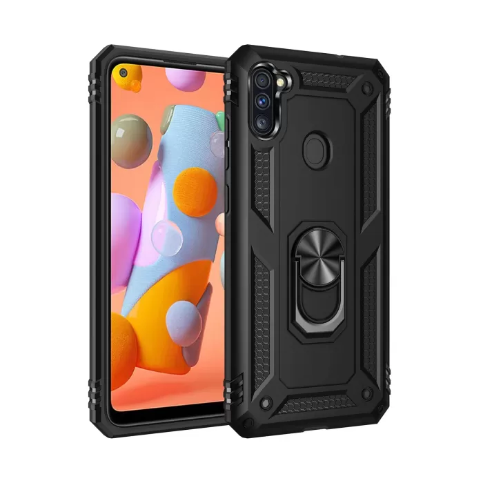 Newface Samsung Galaxy A11 Kılıf Sofya Yüzüklü Silikon Kapak - Siyah