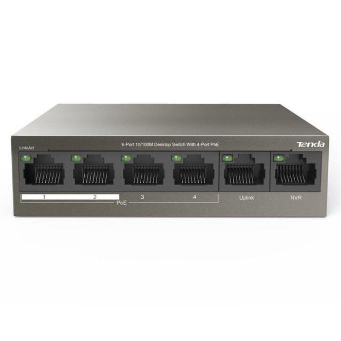 Tenda TEF1106P 2 x Uplink + 4 Port Poe Ethernet Switch 63 Watt