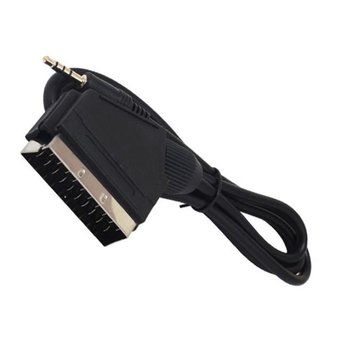 Uydu Alıcısı AV Kablo 3.5 Mm Stereo Erkek-Scart Kablo 1.2 Metre Uzun Jack Powermaster