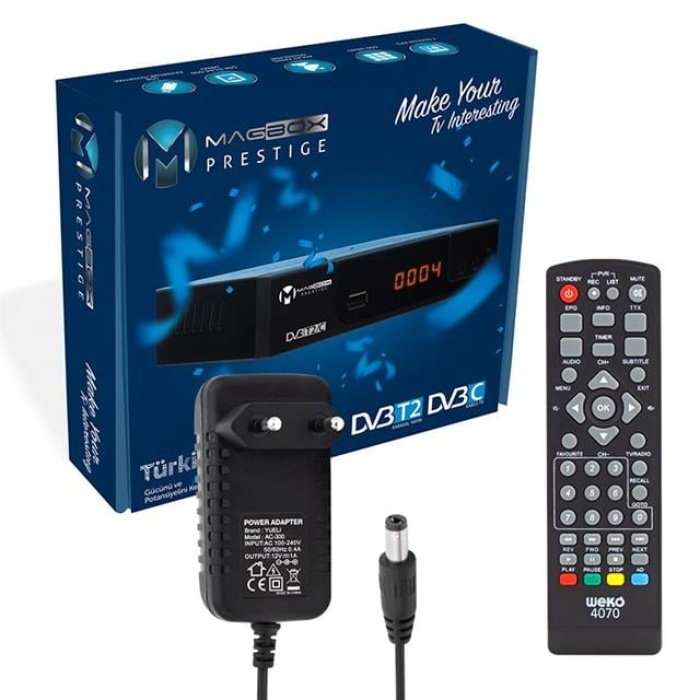 Magbox Prestige DVB T2/C HDMI+Scart Full HD Mini Karasal-Uydu Alıcısı (Youtube)
