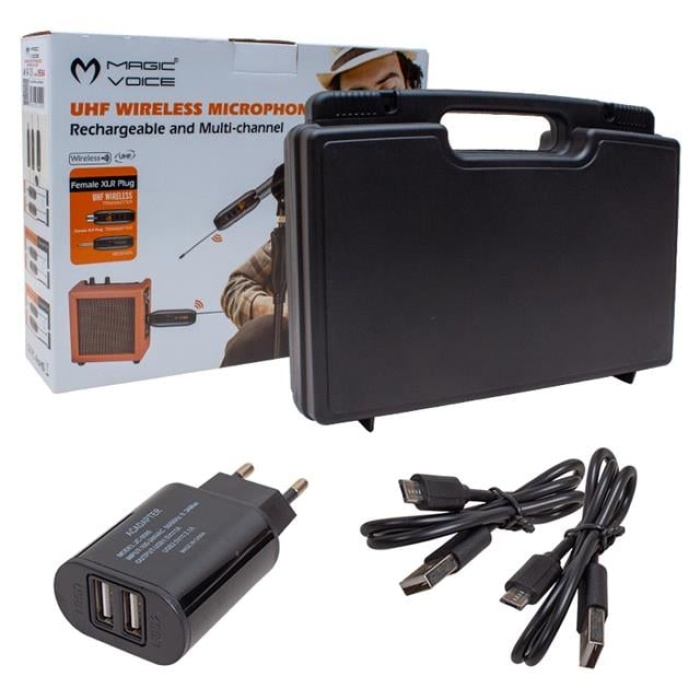 Magicvoice Mv-19594 UHF Göstergeli Kablosuz Amfi Mikrofon ve Enstrüman Aksesuarı Üçlü Set